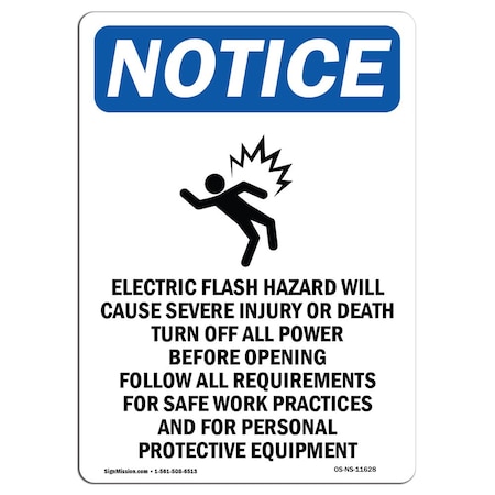 Signmission Safety Sign, OSHA Notice, 5" Height, Electric Flash Hazard Sign With Symbol, Portrait OS-NS-D-35-V-11628